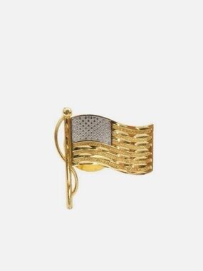 Michael Anthony Solid 14k Yellow Gold American Flag Tie Tack